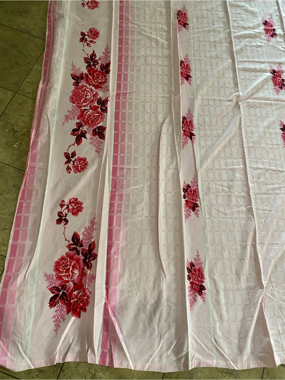 Vintage Cottagecore Pink Rose Flat Sheet 80x90 Full Double Shabby Chic Floral